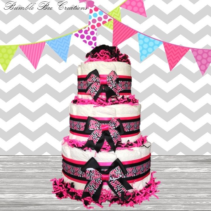 Hot Pink Zebra Print Baby Shower Cake Hot Pink Zebra Print Baby Shower Cake
