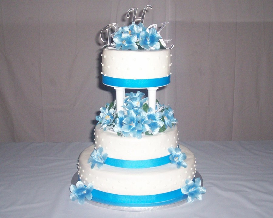 Light Blue and White Wedding Cake Light Blue and White Wedding Cake
