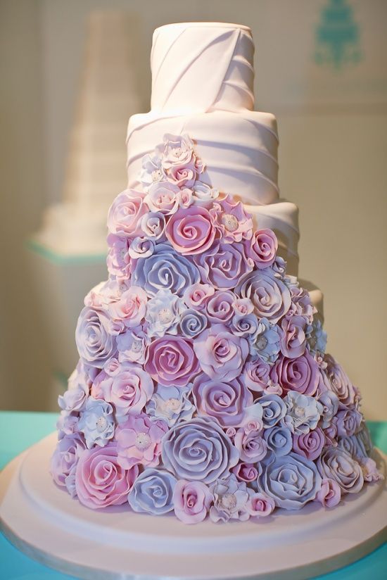 Light Pink and Purple Wedding Cake