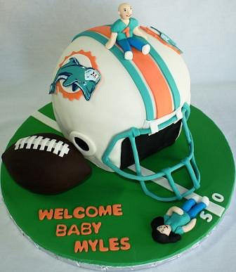 Miami Dolphin Football Baby Shower Cake