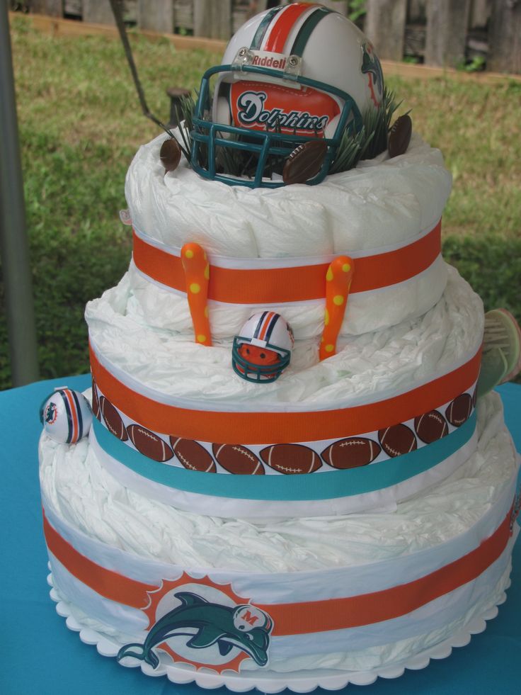 Miami Dolphins Diaper Cake Miami Dolphins Diaper Cake