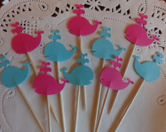 Nautical Baby Shower Cupcake Wrappers with Picks