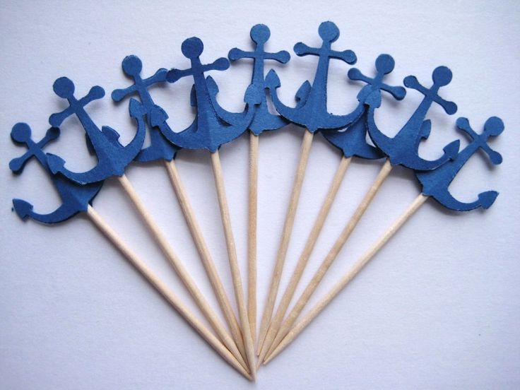 Navy Anchor Cupcake Toppers Navy Anchor Cupcake Toppers