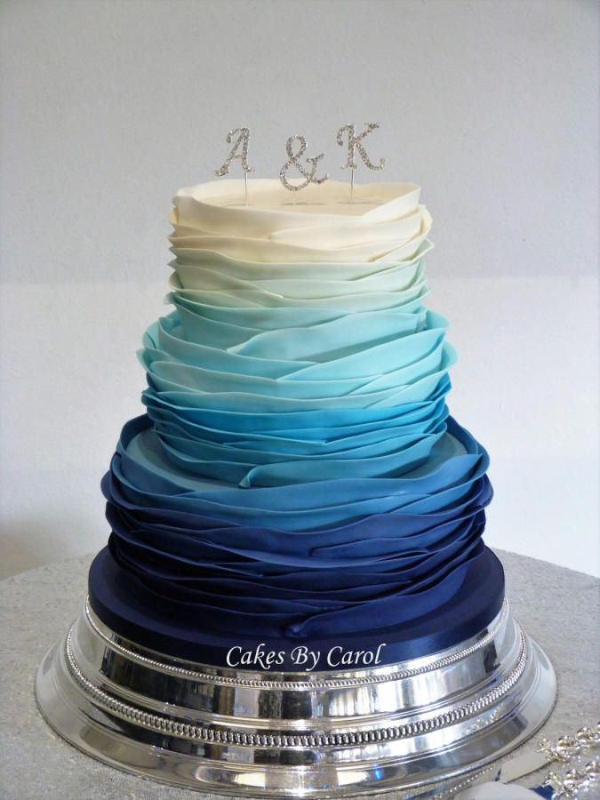 Navy Blue and White Wedding Cake