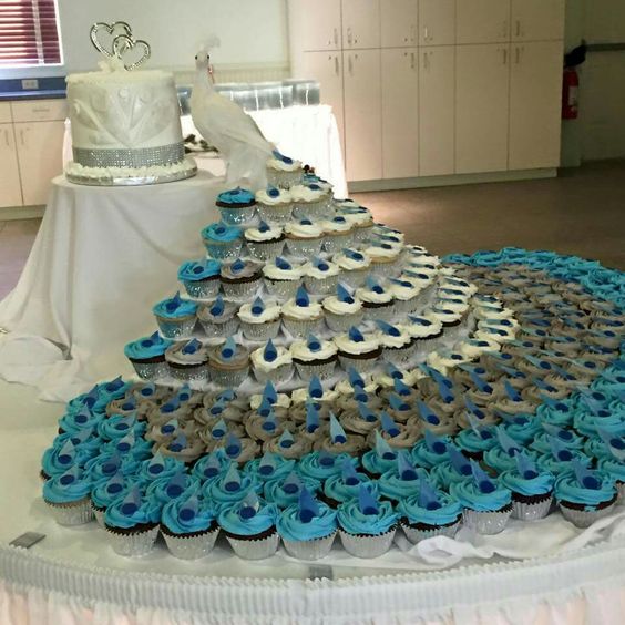 Peacock Cupcake Wedding Cake Ideas