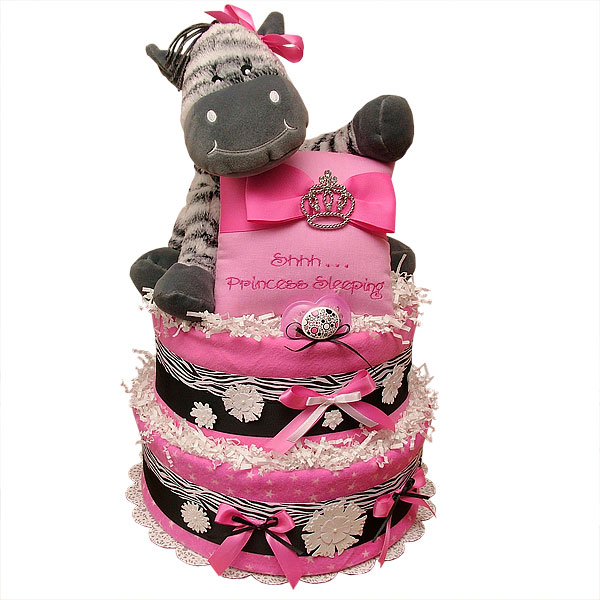 Pink and Black Zebra Diaper Cake