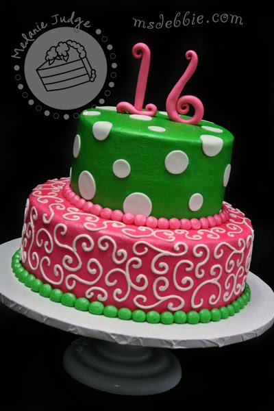 Pink and Green Sweet 16 Cake