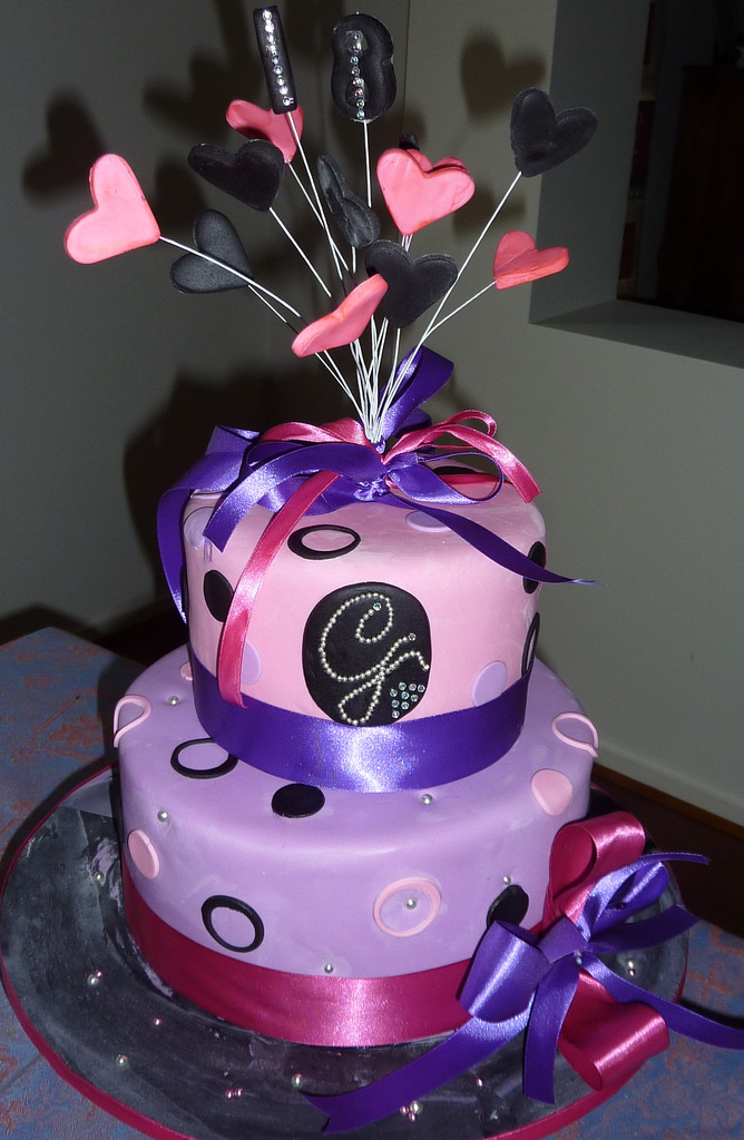 Pink and Purple 18th Birthday Cake