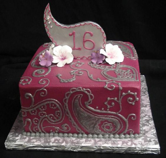 Pink and Silver Sweet Sixteen Cakes