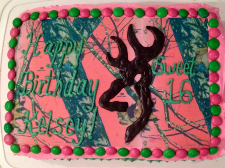 Pink Camo Sweet 16 Birthday Cake