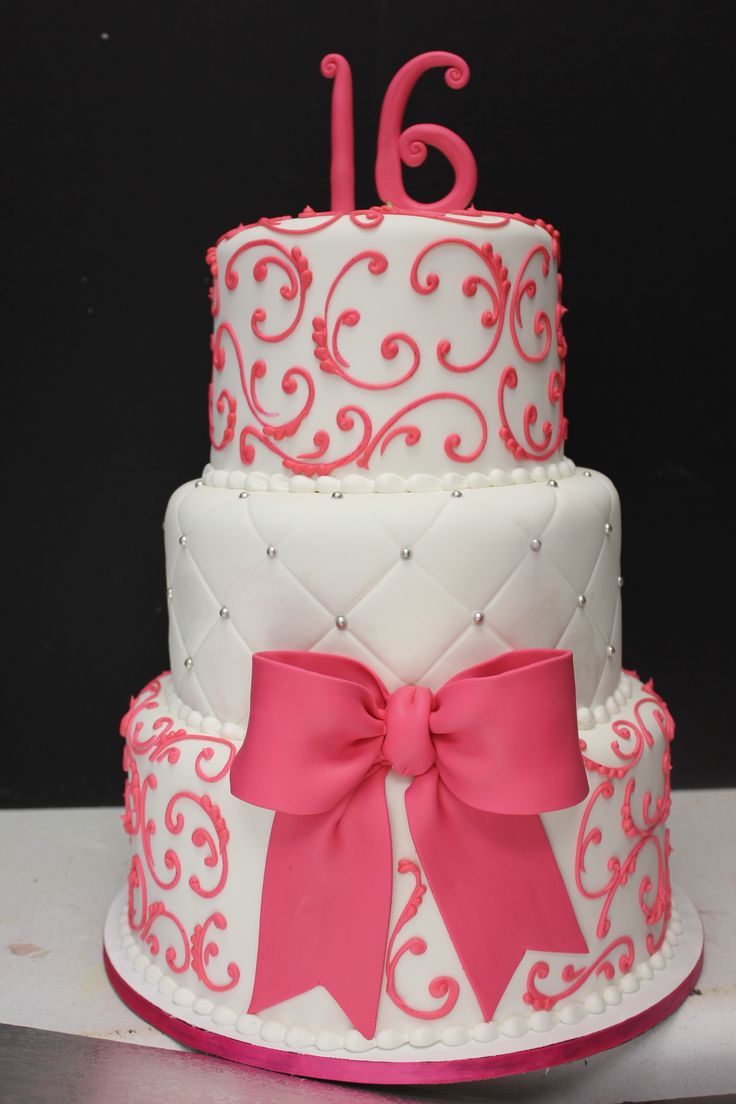 Pink Sweet 16 Birthday Cake