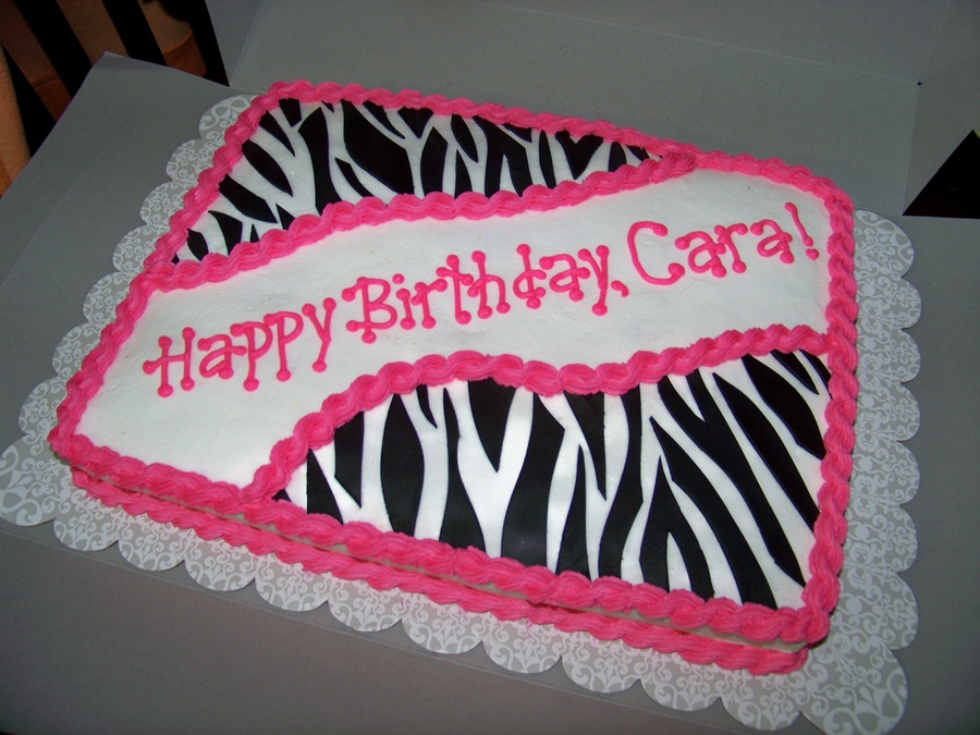Pink Zebra Birthday Sheet Cake