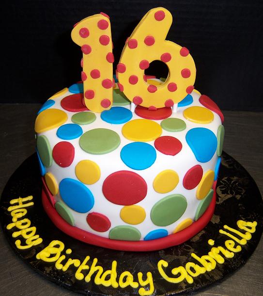 Polka Dot Sweet 16 Birthday Cake