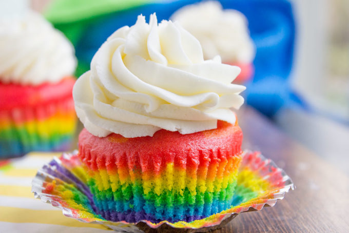 Rainbow Cupcakes with Vanilla Frosting
