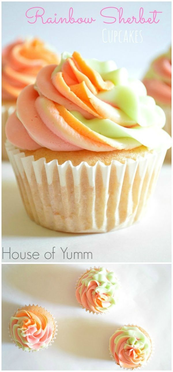 Rainbow Sherbet Cupcakes