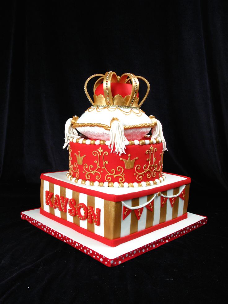 Red and Gold King Crown Cake