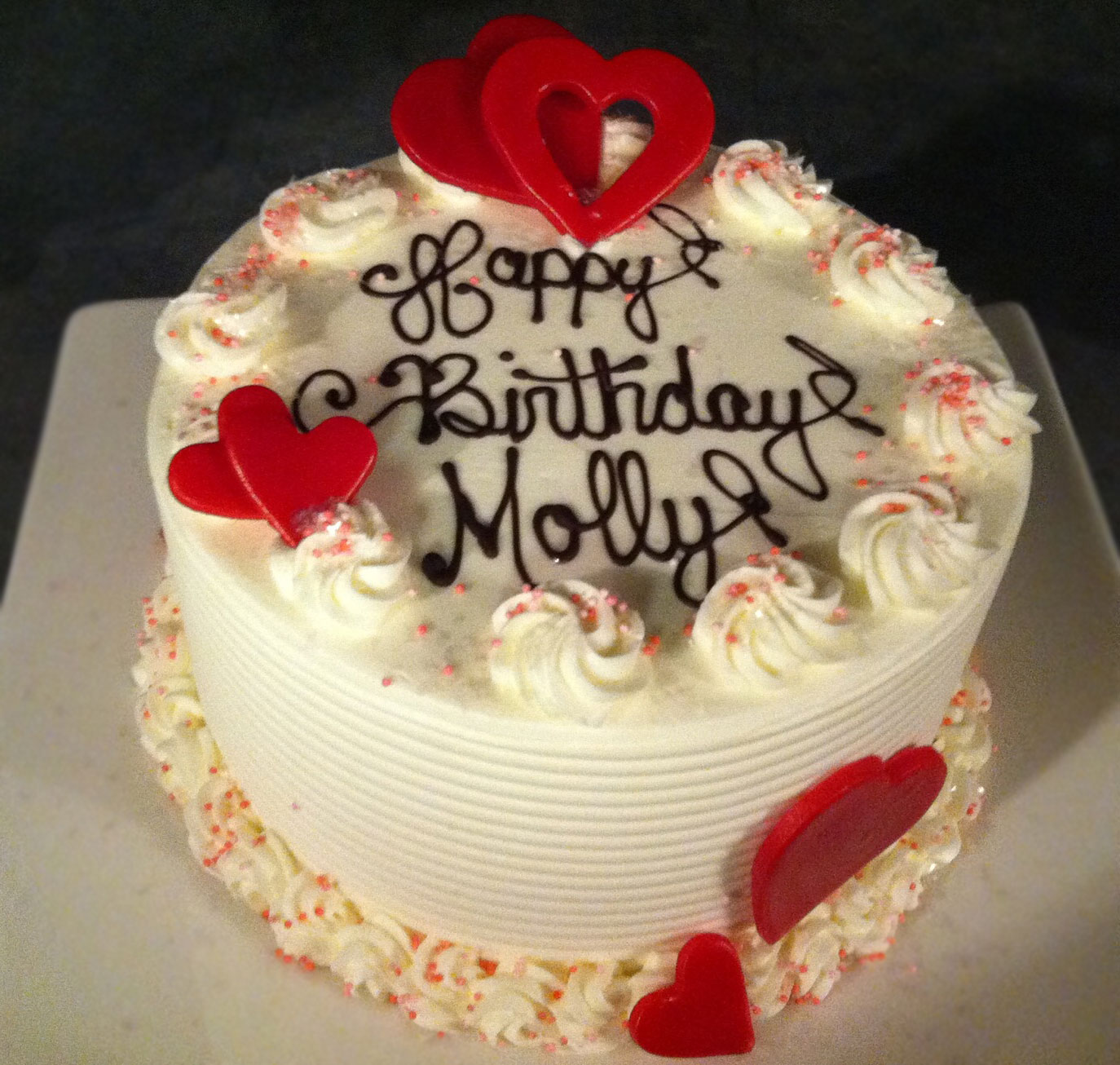 Red and White Birthday Cake
