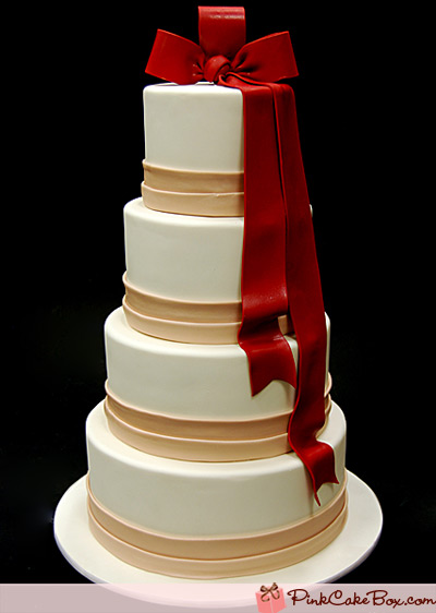 Red Ribbon Wedding Cake Red Ribbon Wedding Cake