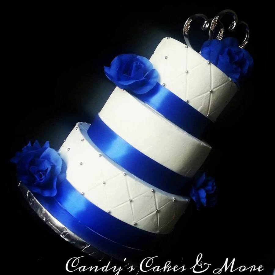 Royal Blue and Silver Wedding Cakes