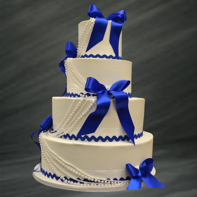Royal Blue and White Wedding Cake