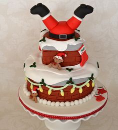 Santa Stuck in a Chimney Upside Down Cake