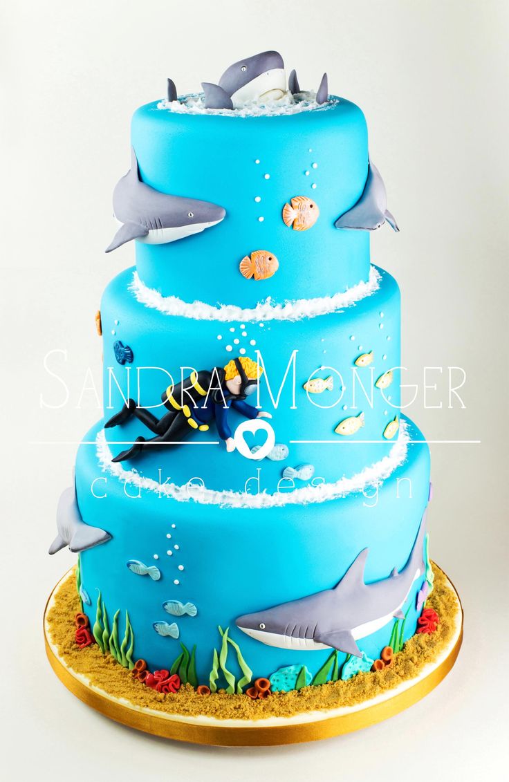 Shark Themed Birthday Cake