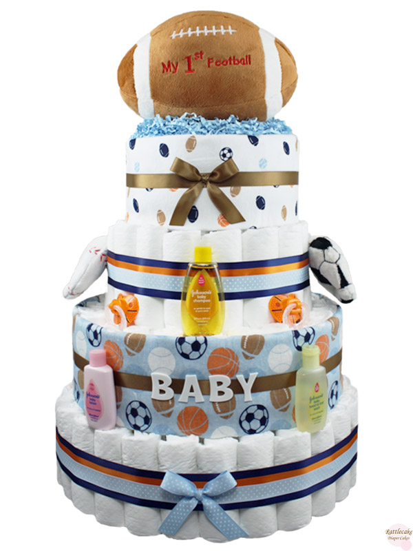Sports Theme Baby Shower Diaper Cakes for Boys