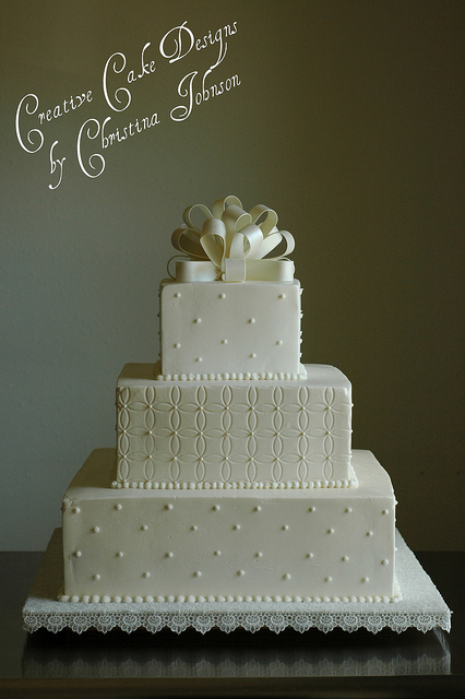 Square Buttercream Wedding Cake Designs