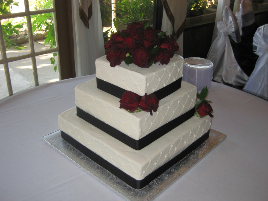 Square Wedding Cakes with Roses Square Wedding Cakes with Roses
