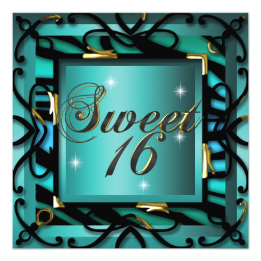 Teal Sweet 16 Invitations