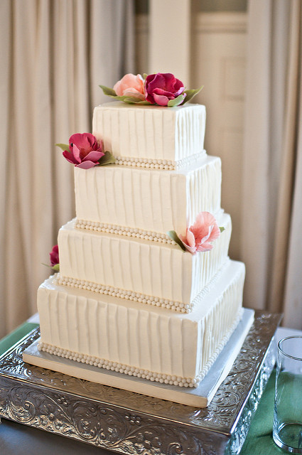 Textured Buttercream Square Wedding Cake