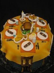 Thanksgiving Table Cake