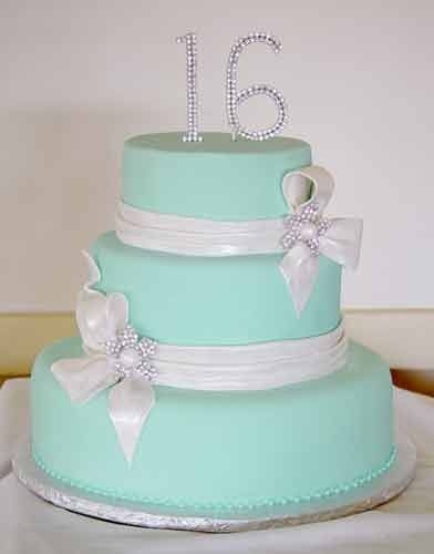 Tiffany Blue Sweet 16 Birthday Cake