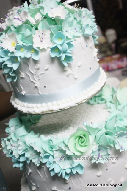 Turquoise 2 Tier Wedding Cake