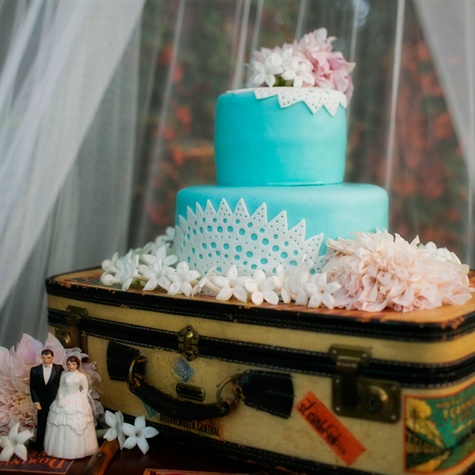 Turquoise 2 Tier Wedding Cake