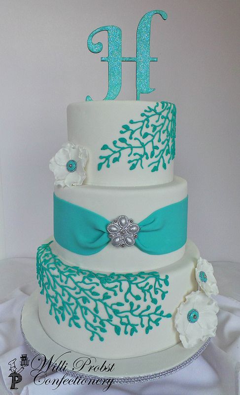 Turquoise and Silver Wedding Cake Turquoise and Silver Wedding Cake
