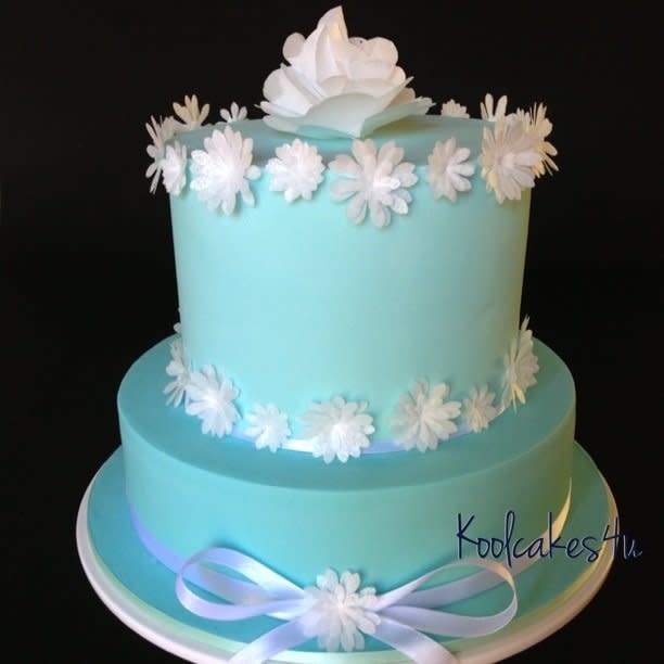 Turquoise and White 2 Tier Cake Turquoise and White 2 Tier Cake