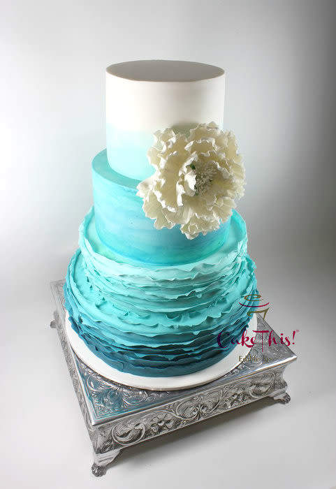 Turquoise Ombre Wedding Cake