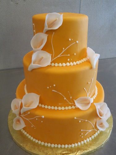 Wedding Cake with Orange Calla Lilies Wedding Cake with Orange Calla Lilies