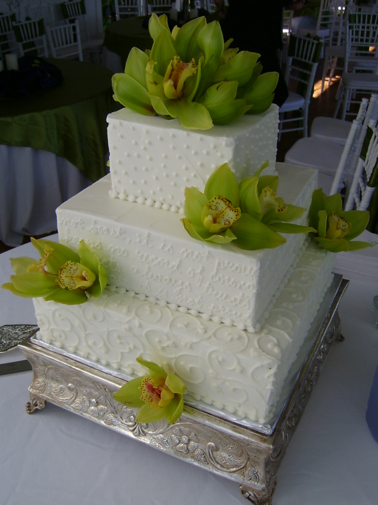 White Buttercream Square Wedding Cake