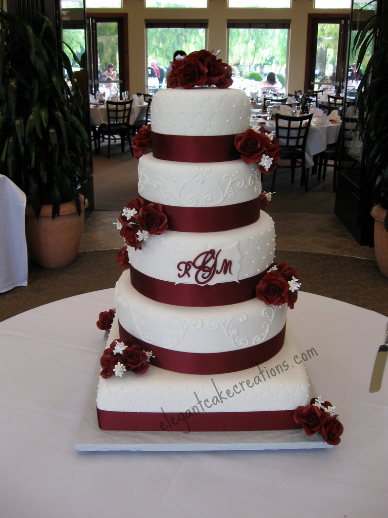 Wine and Roses Wedding Cake