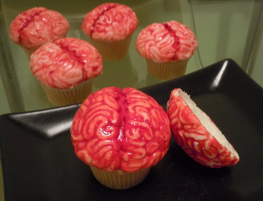 Zombie Brain Cupcakes