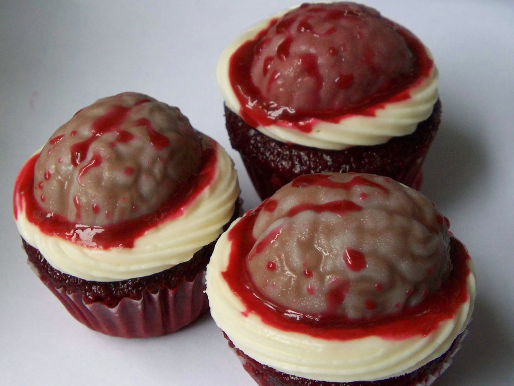 Zombie Brain Cupcakes