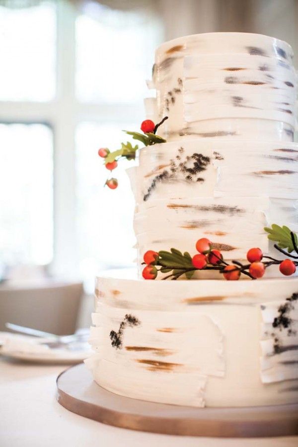 Birch Tree Bark Wedding Cake
