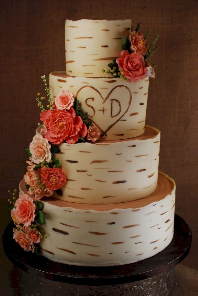 Birch Wood Wedding Cake