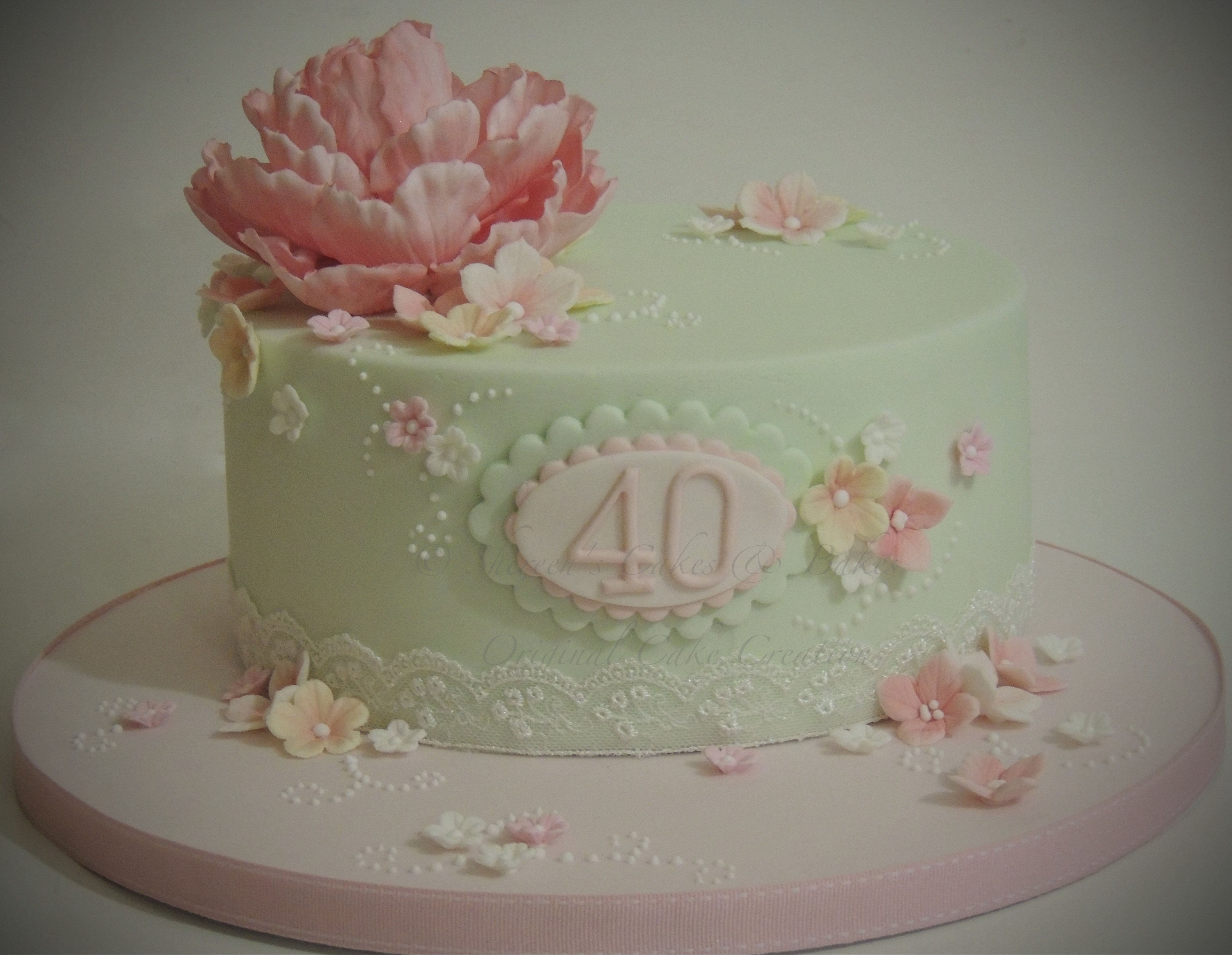 Birthday Cake with Peonies