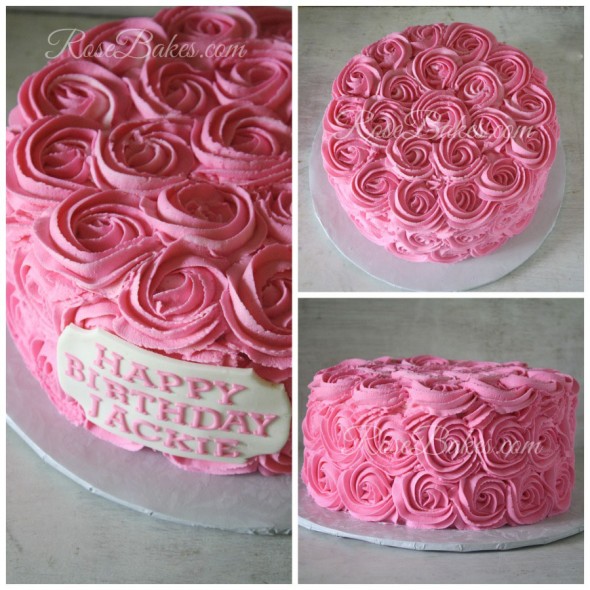 Birthday Cake with Pink Roses