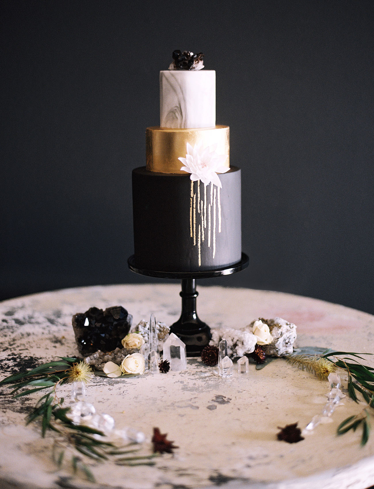 Black and Gold Wedding Cake