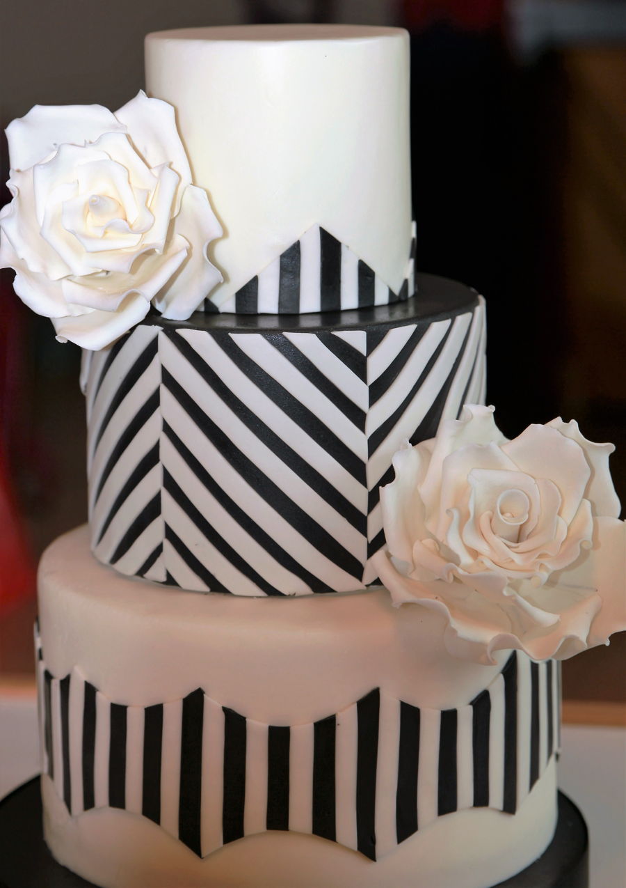 Black and White Chevron Birthday Cake