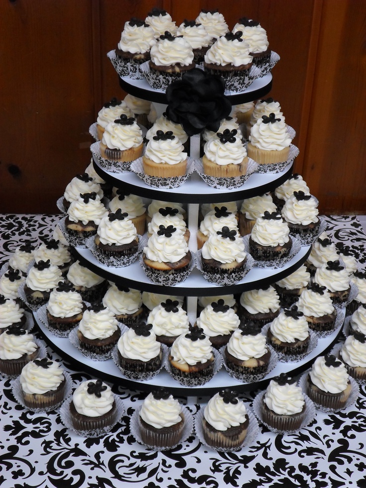 Black and White Cupcake Tower